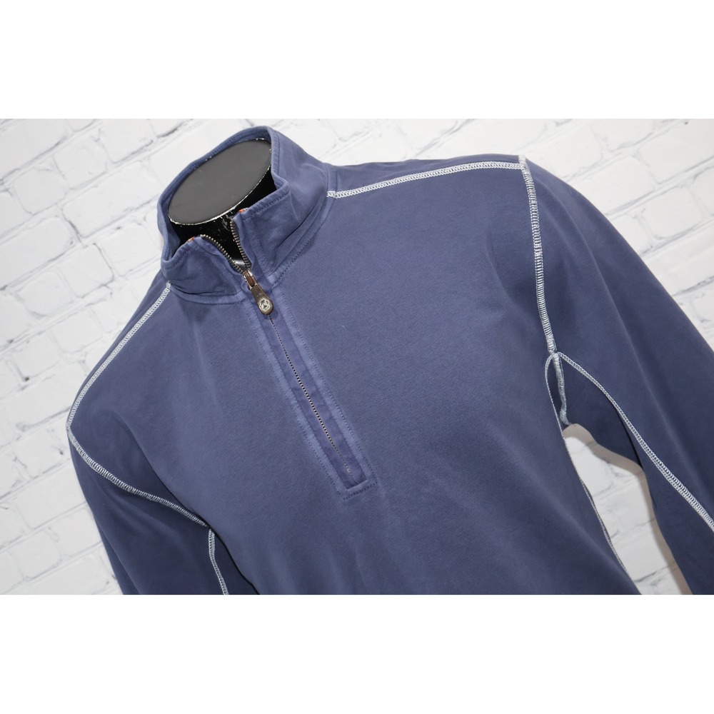 Tommy Bahama Jeans Pullover Mens XL Blue 1/4 Zip Contrast Stitch Sweatshirt